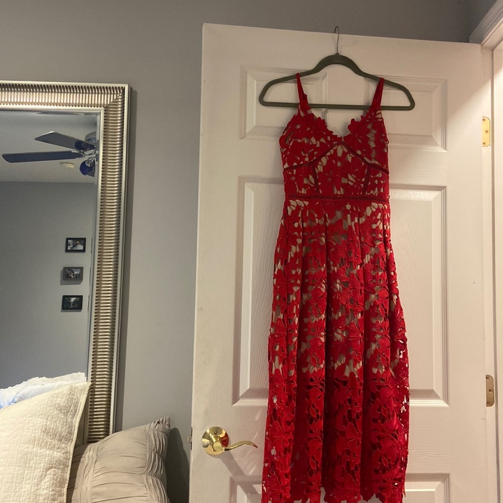 Red lace dress